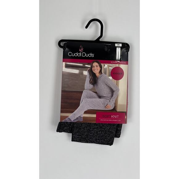 Cuddl Duds Soft Knit Jogger Pant Heather Charcoal Womens Size Medium New Stretch - Picture 2 of 7